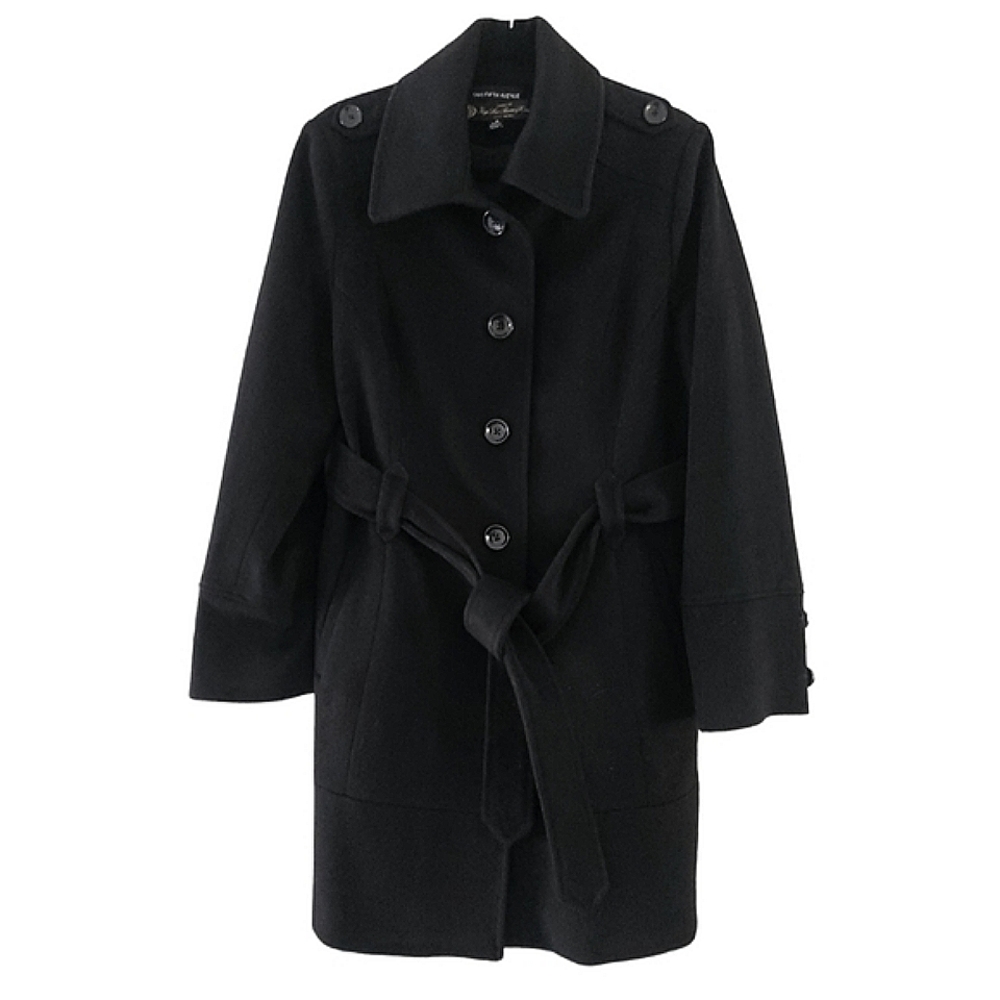 Saks Fifth Avenue Belted 100% Wool Coat Fabric by Loro Piana Italy